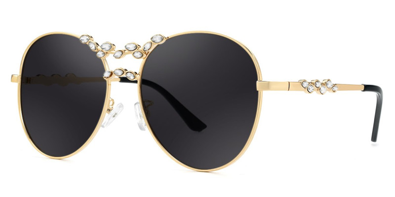 Aviator Rhinestone Gold Sunglasses