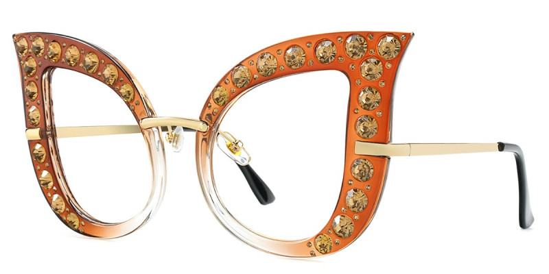 Cateye Rhinestone Brown Frame