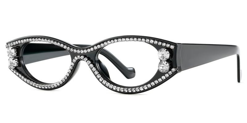 Oval Rhinestone Black Frame