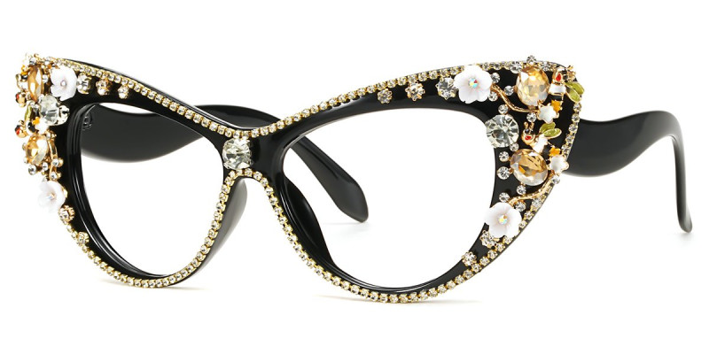 Cateye Rhinestone Black Frame