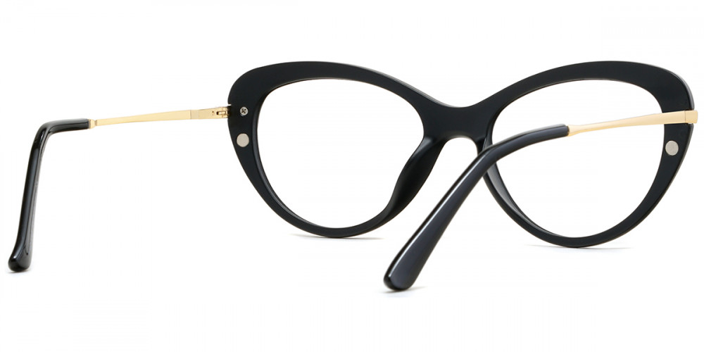 Joey - Cateye Black Magnetic Snap-On Prescription Glasses | Ublins
