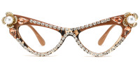 Cateye Rhinestone Brown Frame