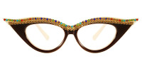 Cateye Rhinestone Brown Frame